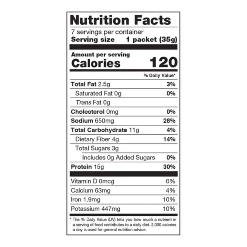 Vegetable Chili Mix nutrition fact