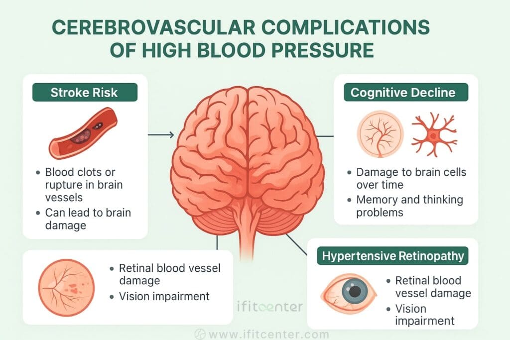 Cerebrovascular complications of high bp